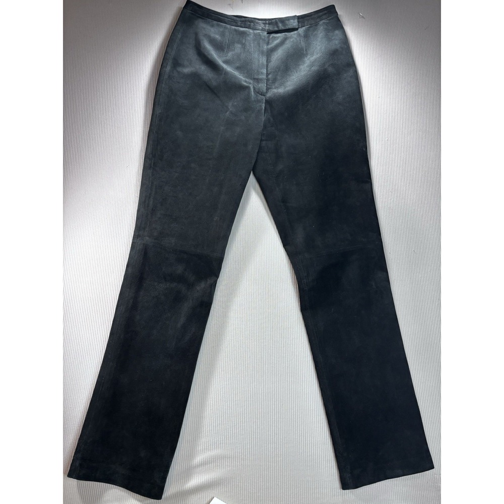 Black Genuine Suede Leather Pants Unbranded  Size 8‎ Straight Leg Lined Cowgirl